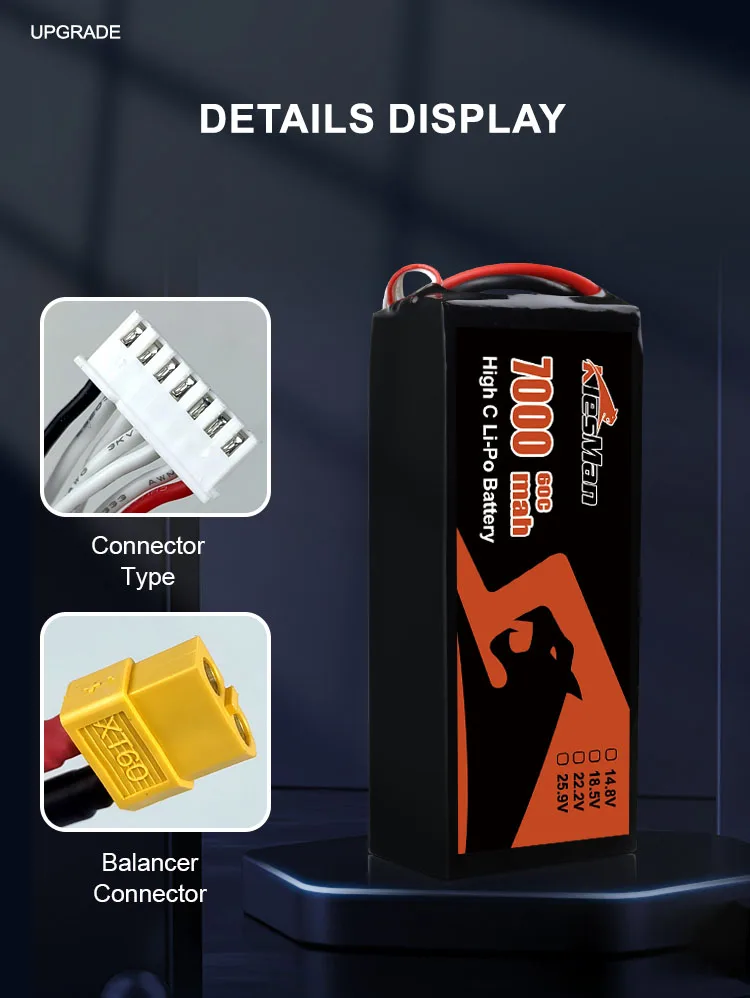 Klesman Lipo Drone Battery Pack 6S 22.2V 60C 7000mAh 8000mAh для квадрокоптера FPV 5