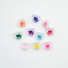 500g/bag Acrylic Transparent Double Sided Enamel Love Heart Beads For Jewelry Making Necklaces And Bracelets