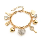 Fashion Heart Beetle Charm Bracelets Bangles For Women Gold Plated Bracelet Austrian Crystal Chain Pulseras SBR140221