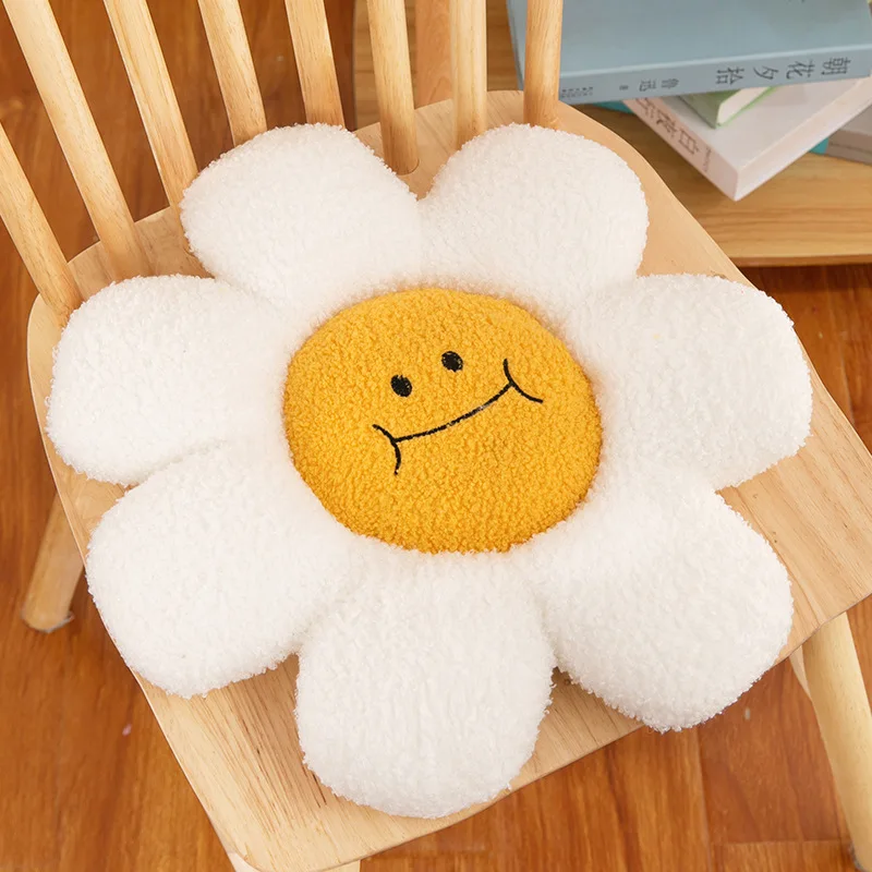 New Cartoon Pp Cotton Pillows Plush Toys Chair Daisy Shape Flower Plush Soft Pillow Cushion Cute Plush Flower Soft Pillow