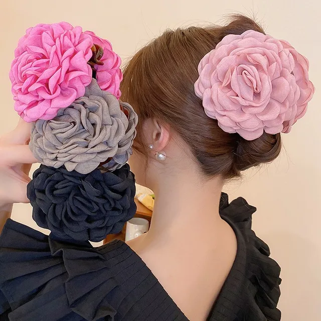 Hot Sale 9CM 12CM Vintage Elegant Rose Flower Hair Claw Deluxe Flower Large Plastic Hair Claw Wholesale Hair Claw Clips