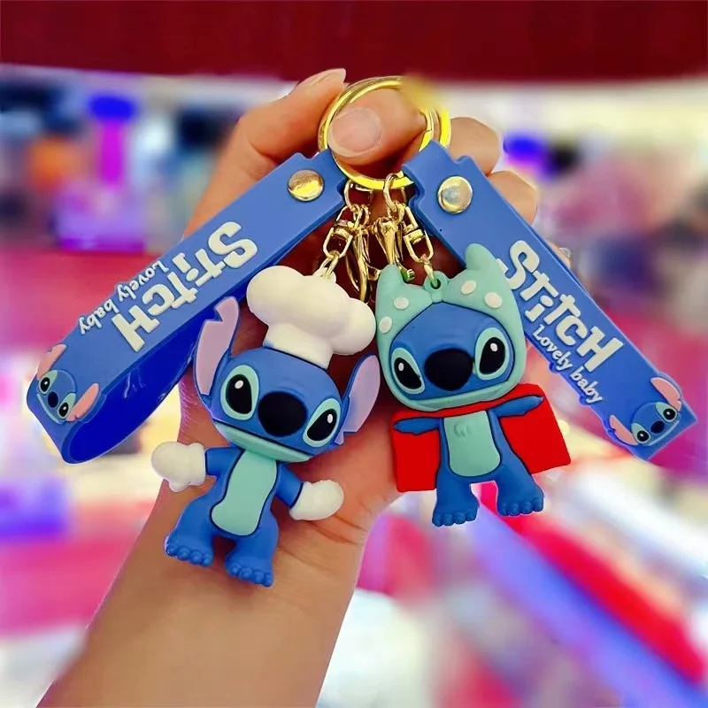 New Design Decoration Gifts Anime Figure Souvenir 3D Stitch Character PVC Cartoon Keychain Accessories
