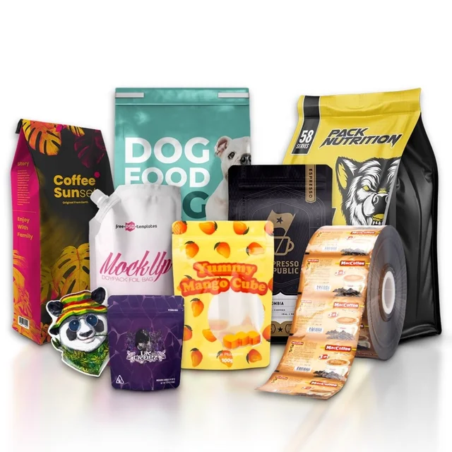 Custom Printed Aluminum Foil Food Snack Packaging Bag Mylar Bag Coffee Packaging Stand up Paper Pouch Spout Pouch Roll Stock