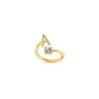 Letters Ring Rings Women Adjustable Rhinestone A - Z Letters Initial Name Stackable Ring Alphabet Rings