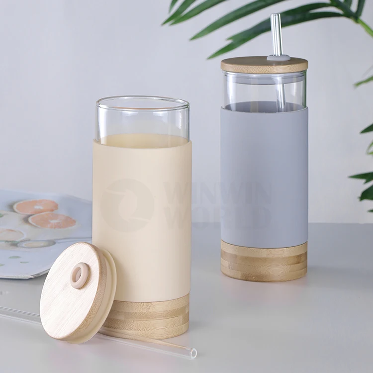 Glass tumbler water bottle with straw and lid, wide mouth smoothie cups, iced coffee cup tea silicone protective sleeve Glass tumbler water bottle with straw and lid, wide mouth smoothie cups, iced coffee cup tea silicone protective sleeve
