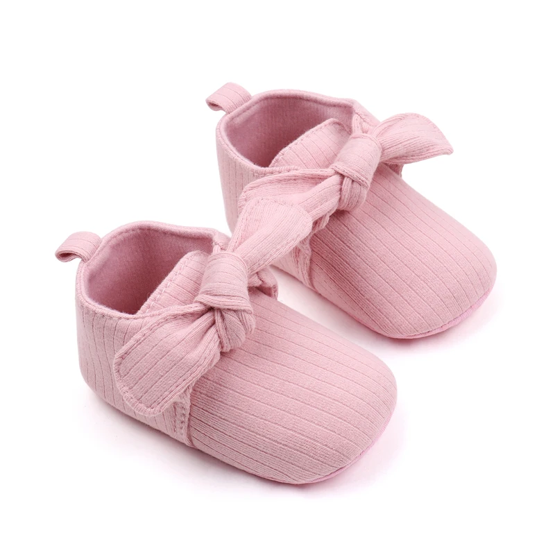 Pure Color Spring and Autumn Cotton Baby Girls Gentle Cute Bow Infants Princess Walking Shoes manufacture