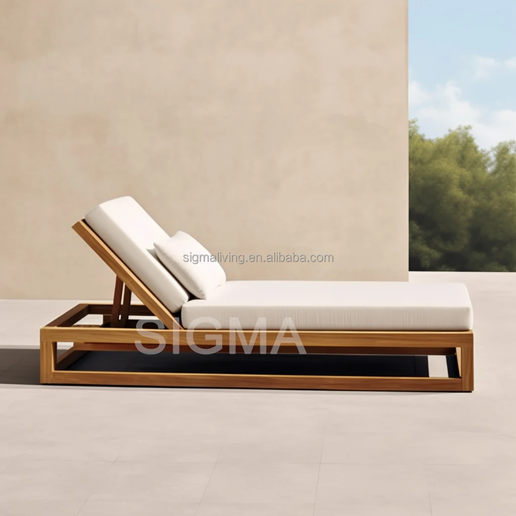Wholesale Hot Selling Modern Luxury Outdoor Patio Garden Pool Sets Wooden Teak Daybed Chaise