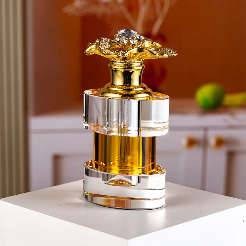 product new products hot sale gold flower decoration 6ml glass empty bottle unique design luxury crystal perfume bottle-9