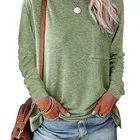 Women Shirts Women 2021 Solid Color Women Tops Blouses Ladies T Shirts Blank With Pockets