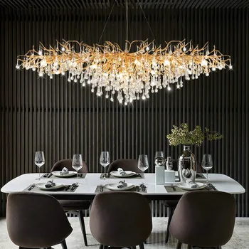 Modern light luxury golden creative glass chandelier is suitable for living room dining room LED chandelier
