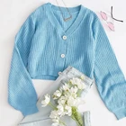 Sweater Button Front Short Cardigan Autumn V-neck Solid Color Women's Sweater Custom Sweater