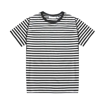 Striped Shirt for Men Male Stripe White Black Streetwear Casual T Shirt Top Tees