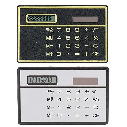 1PC 8 Digits Ultra Thin Mini Slim Credit Card Solar Power Pocket Calculator New