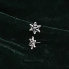 Earrings Shape Earrings Christmas Earrings Cute Snowflake Shape Design Platinum Plated Stud Earrings