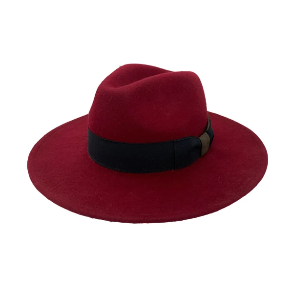 Wool Felt Women Flat Brim Handmade Wide 
