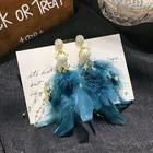 Feather Jewelry Earrings Fashion Exaggerated Feather Jewelry Beaded Long Feather Earrings
