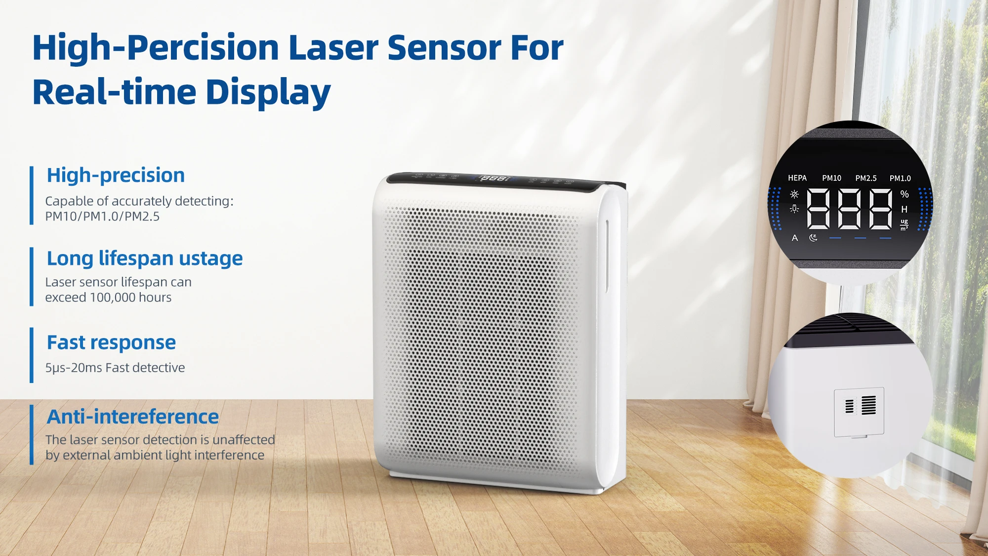 Pm10 Electrostatic Hepa Filter, 300, CADR, PM1.0, PM2.5 - detail 10