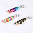 Wholesale Luminous Wooden Shrimp Squid Hook Fishing Lure Squid Jig