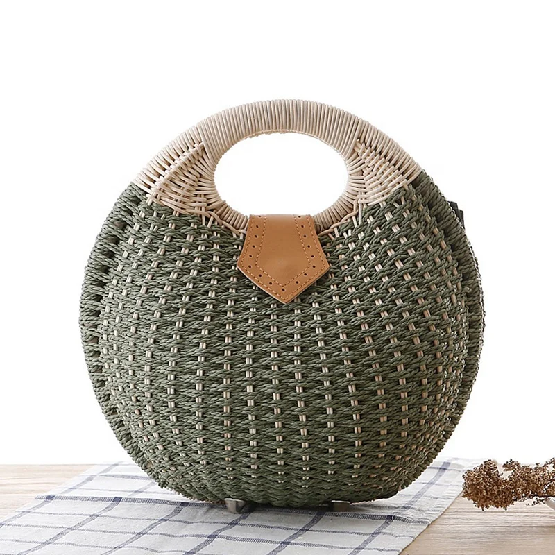 Wholesale Shell straw bag Lovely Rattan Woven Ladies Bags Summer Straw Beach Bag