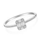 Ring Jewelry Emerald Ring 14k Gold Jewelry With Lab Diamond Side Stone Engagement Ring 0.25ct H/Si In 9K White Gold