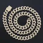 Hop Jewelry Iced Out Hip Hop Jewelry Bling Men CZ Diamond Spring Box Clasp Miami Cuban Link Necklace Chain