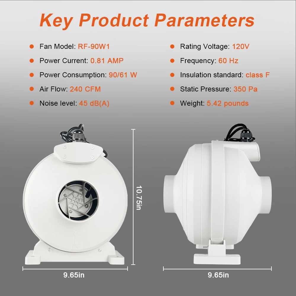 Centrifugal Fan, DCFAIR, Plastic, 240CFM - detail 6