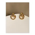 Jewelry New Trendy Gold Cool Design Sense Small Stud Circle Earrings Classic Minimalist Beautiful Jewelry