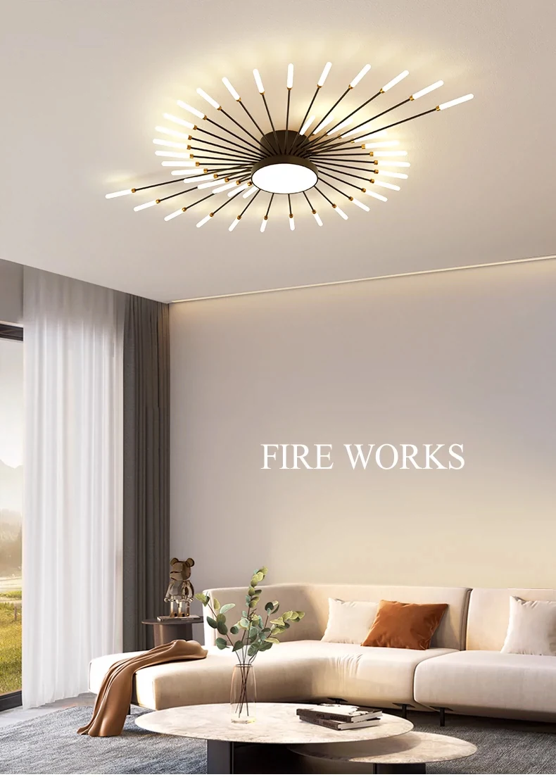 sustained high search volume Home Bedroom Living Room Modern Chandelier Pendant Indoor Lighting Acrylic Firework LED Ceiling Light 2