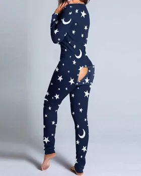 2021 Long Warm Valentine Christmas Printed Adult Onesie With Butt Flap Fall Womens Jumpsuits