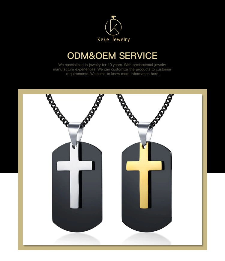 Factory direct Creative design stainless steel cross black/gold men's pendant necklace PN-1079