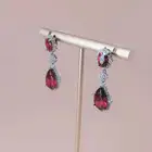 Ruby Earrings Earrings 2021 Custom Fashion Hot Luxury Ruby Crystal Earrings Female Rhinestone Teardrop