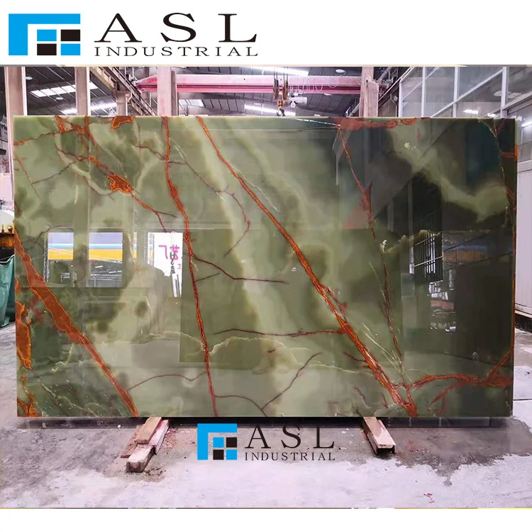 Emerald Green Onyx Cold Ice green onyx Luxurious Interior Decoration Jade Stone Onyx Slab Polished Background Wall