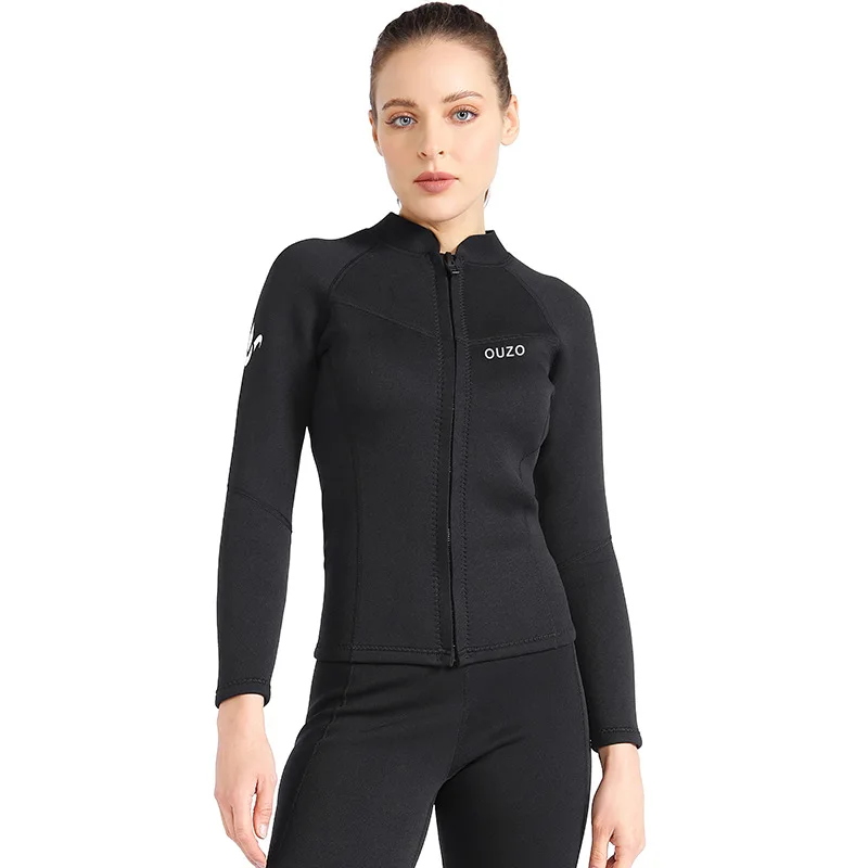 New 1.5mm Sun Protection Dive Swimsuit Women Long Sleeve Diving Surfing Wesuits Split Top Jacket