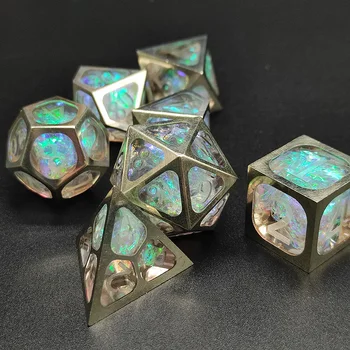 Design Sharp Resin metal hollow dice metal dice /metal polyhedral dice set