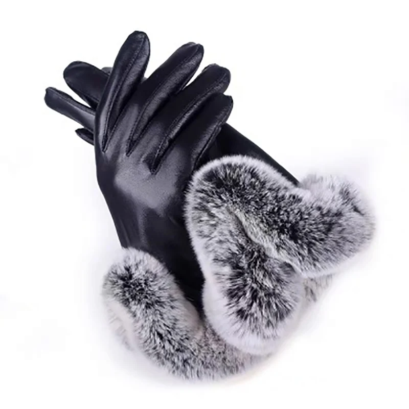 white rabbit fur mittens