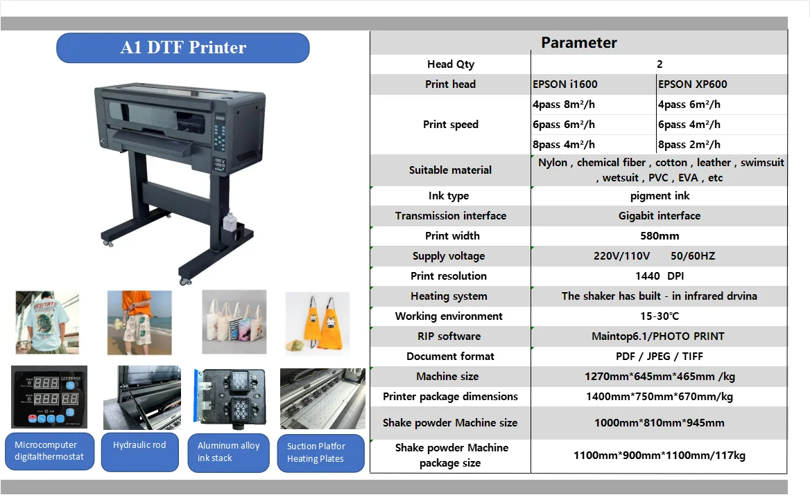 product new efficient erasub a1 dtf printer 24 inch dual head dtf cmykw ink automatic wide format machine shaker t shirt business 1 year-2