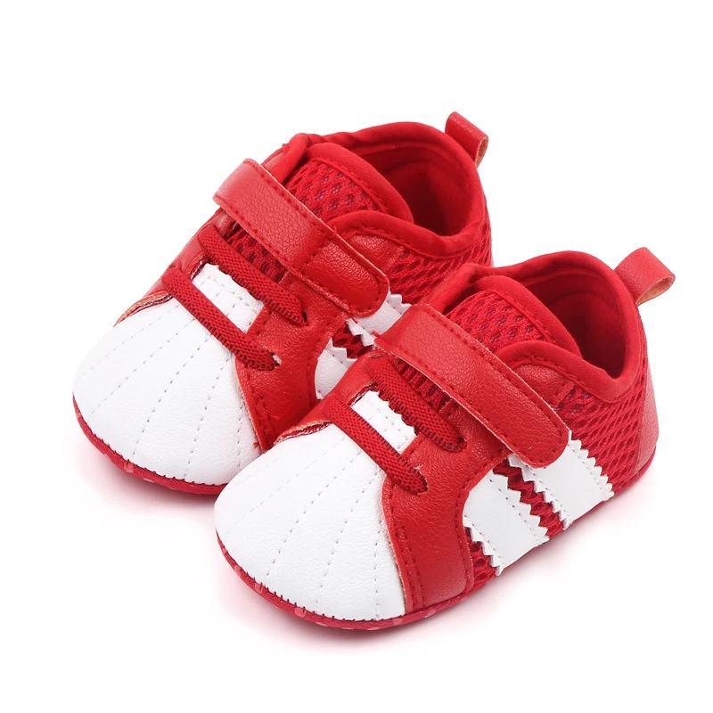 Shell Head Color Mesh Breathable Slashes Baby Soft Soled Toddler Shoes for Girls and Boys supplier