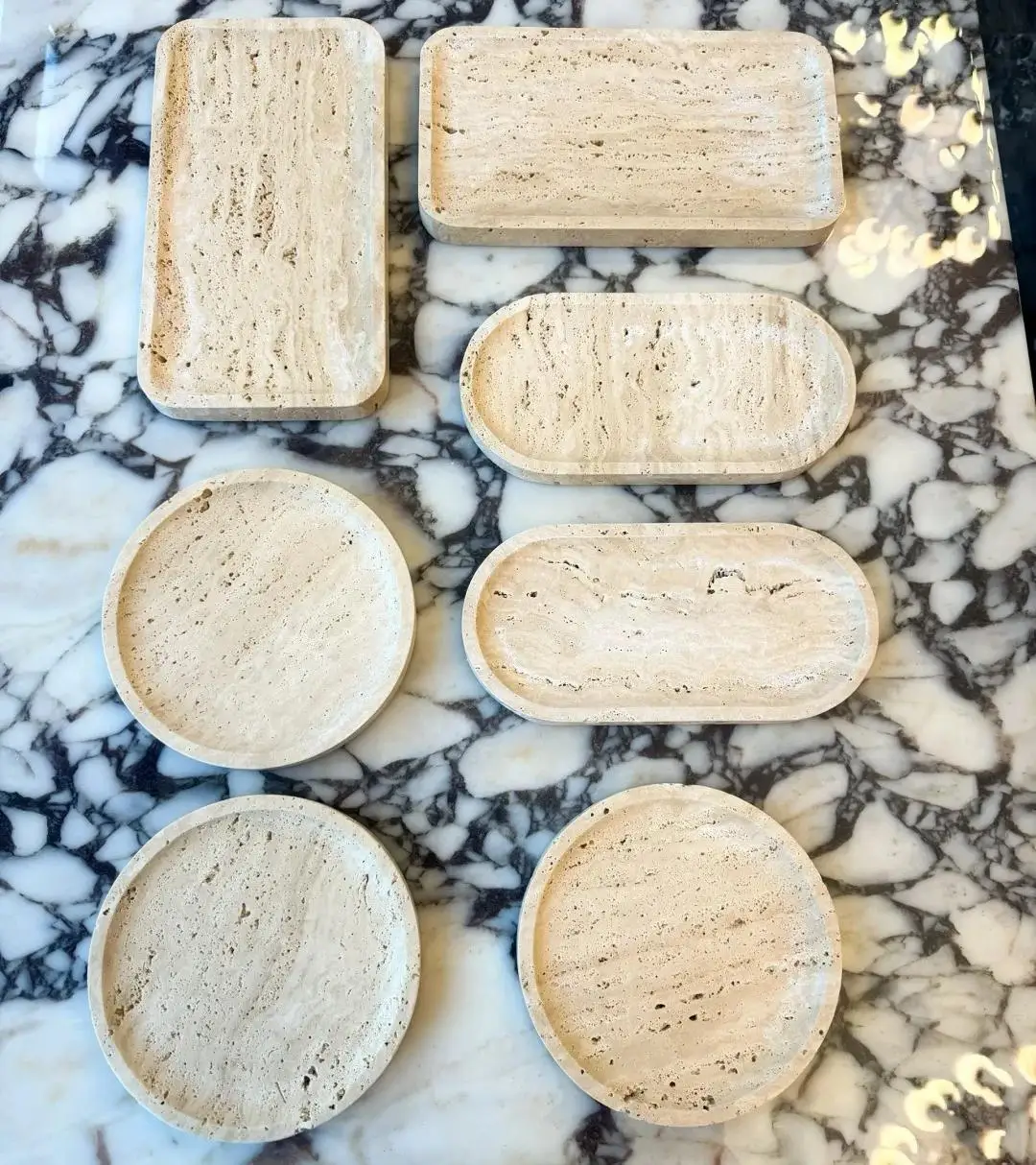 product high quality factory supply round white travertine marble slab table top-1