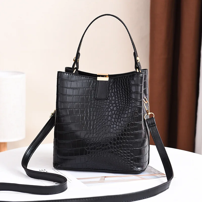 Retro Alligator Bag Women Handbags Big Capacity Bucket Bag Pu Leather Messenger Shoulder Bags