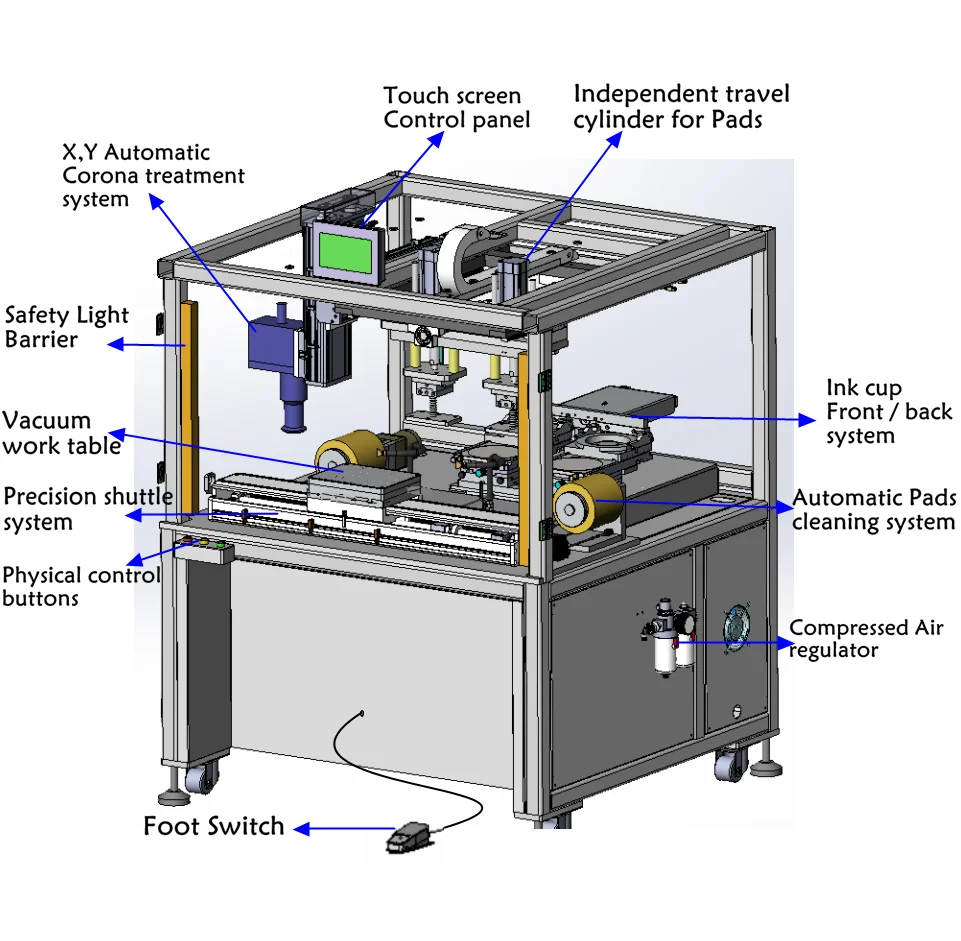 Plasma treatment integrated pad printing machine Customized 2 color Automatic High Precision Pad printer