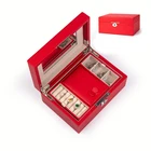 Leather Necklace Jewelry Pvc Leather Wooden Inner Necklace Earring Women Jewelry Case Caja Regalo Joyeria