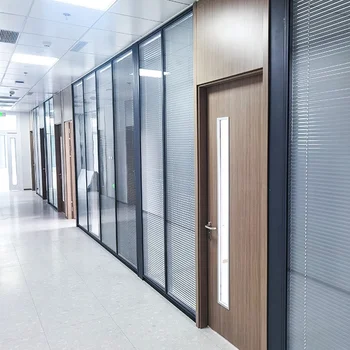 Manufacturer Factory Glass partition with exposed frame louvers Glass partition