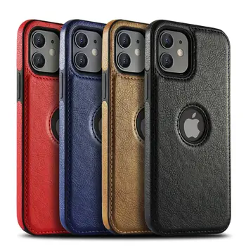 Vintage Classic Stylish Anti Scratch Slim PU Leather Case For iPhone 12, Flexible Soft TPU Bumper Back Phone Cover For iPhone 12