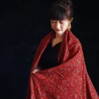 Scarfs Red Wholesale 2021 Women Wedding Scarfs Fashion Red Lace 100% Cashmere Shawls