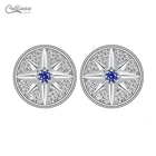 1 Earrings 925 Pure Silver Rhodium-Plated Claw Inset Sea Blue Zircon 8 1 Star Design Wholesale Jewelry Womens Earrings