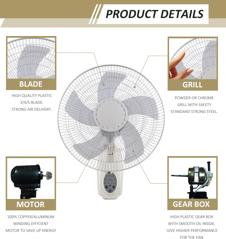 Wall Fan, Portable, Electric, Plastic - detail 6