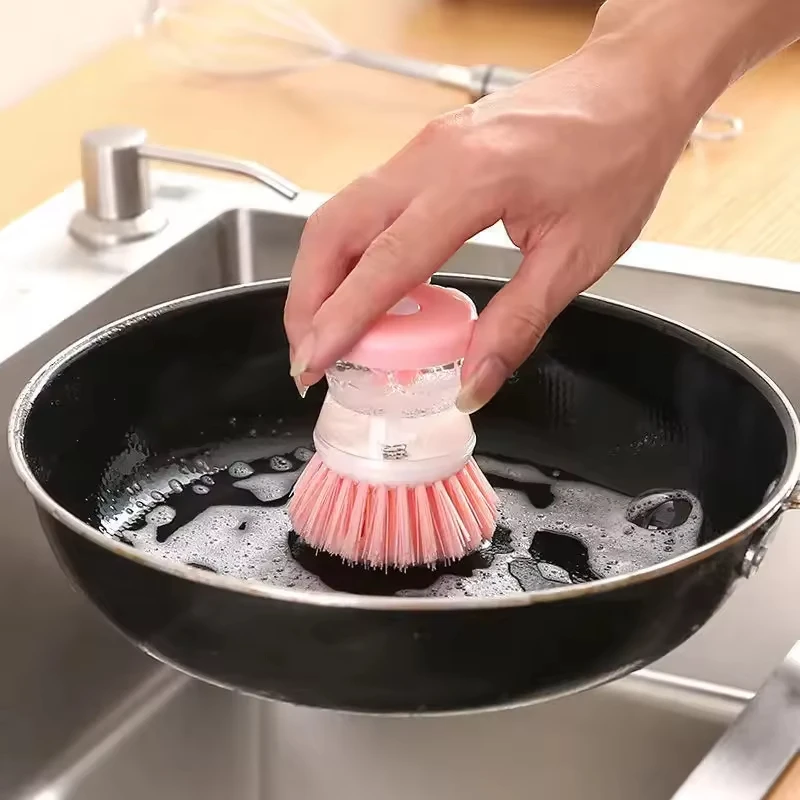 Hand Press Manual Soap Dispenser  Multifunctional Kitchen Cleaning Tool Holder Rack Add Liquid Soap Pot Dish Brush