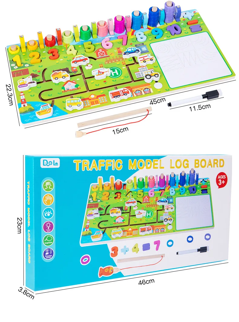 Planche logarithmique de marche multifonctionnelle en bois pour enfants, forme de planche occupée, jouet éducatif montessori assorti pour la fabrication d'enfants