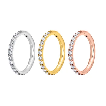 G23 Titanium Pierced Nose Ring Body Jewelry CZ Hoop earrings for women Nasal Septum Cartilage Hinge Lip Ring