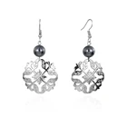 Earrings Pearl SHUIIN Silver Hawaiian Flower Earrings With Pearl Dangle